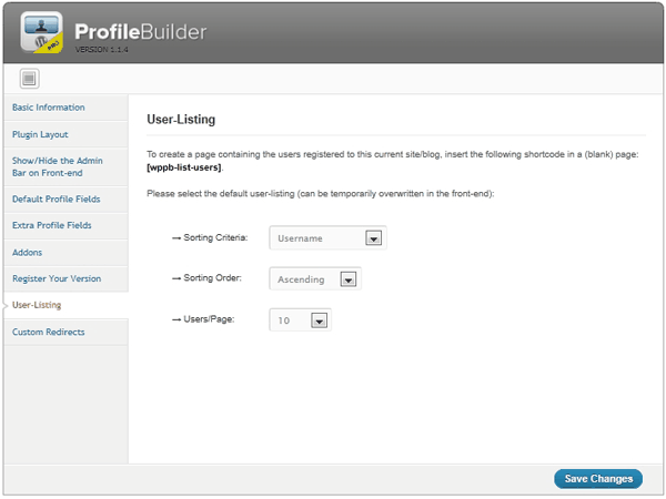Profile Builder Pro User Listing