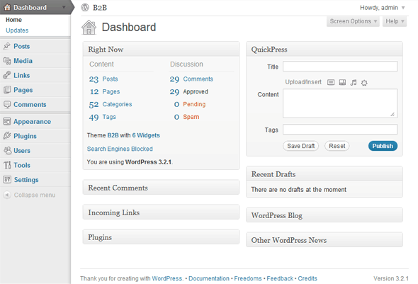 wordpress_admin_pannel The WordPress Admin Pannel