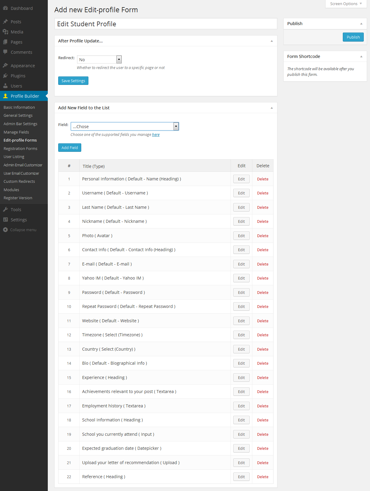 multiple edit profile forms cozmoslabs edit prfile