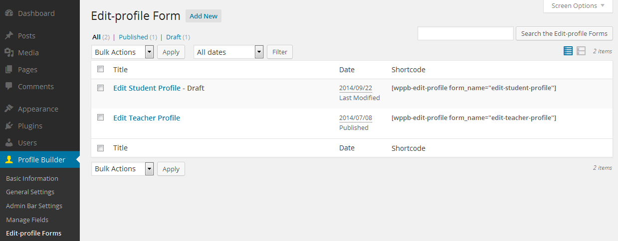 Multiple Edit Profile Forms - Cozmoslabs