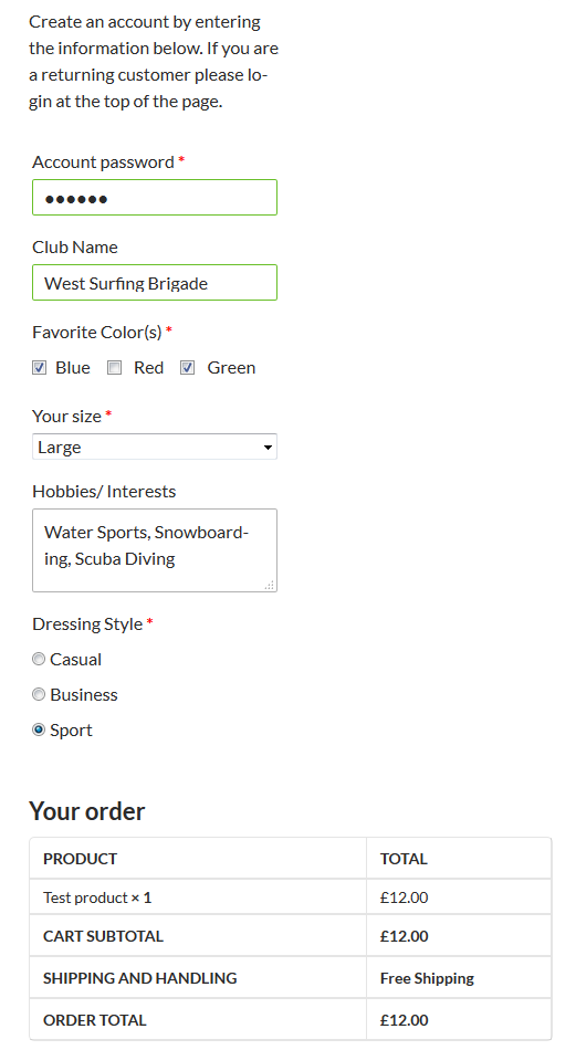 Custom Fields added with Profile Builder to the WooCommerce Checkout page