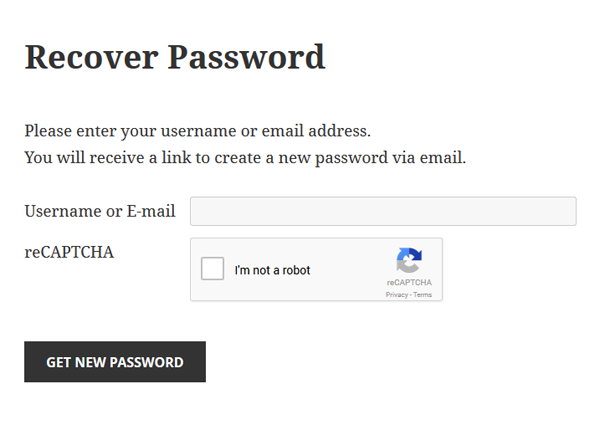Displaying reCAPTCHA on the front-end Recover Password form