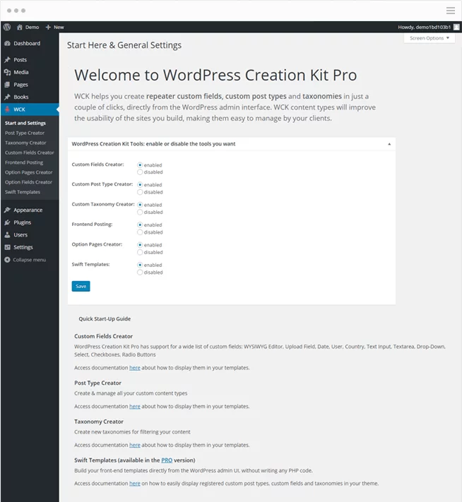 Kit de criação do WordPress