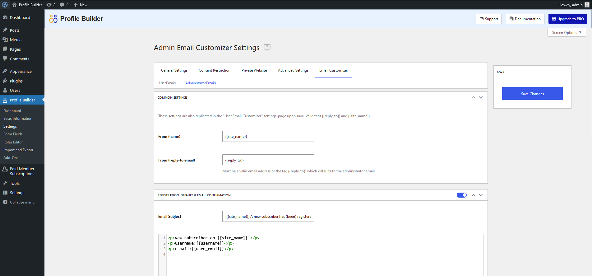 Admin Email Customizer