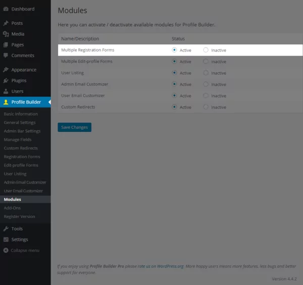 Multiple Registration Forms module