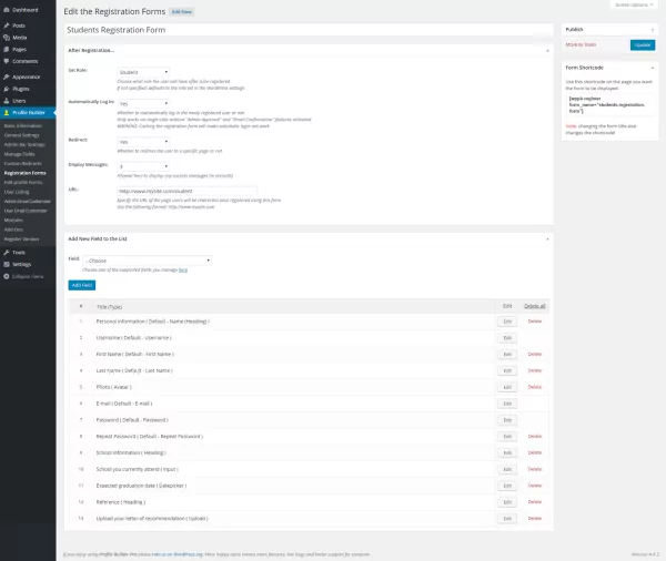 Students Registration Form backend