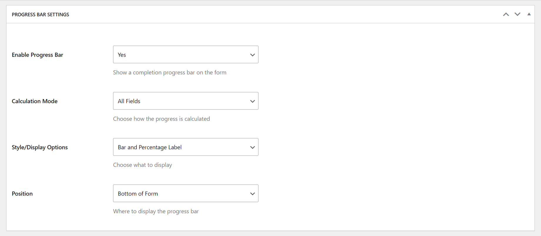 Progress bar related settings