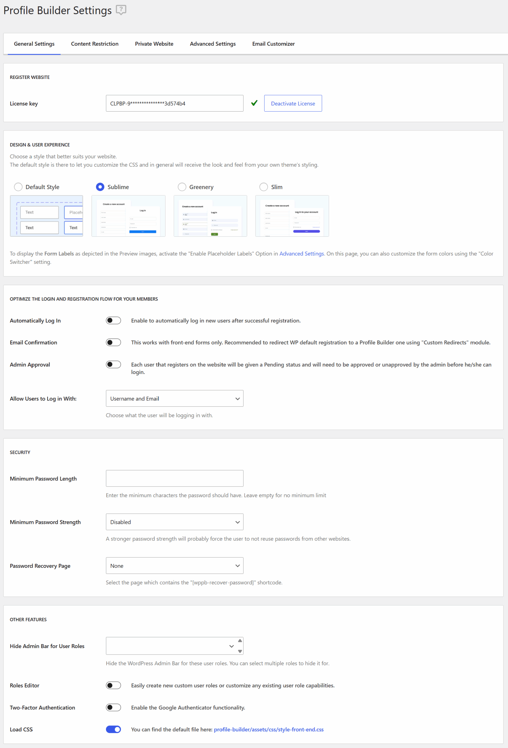 Profile Builder Settings