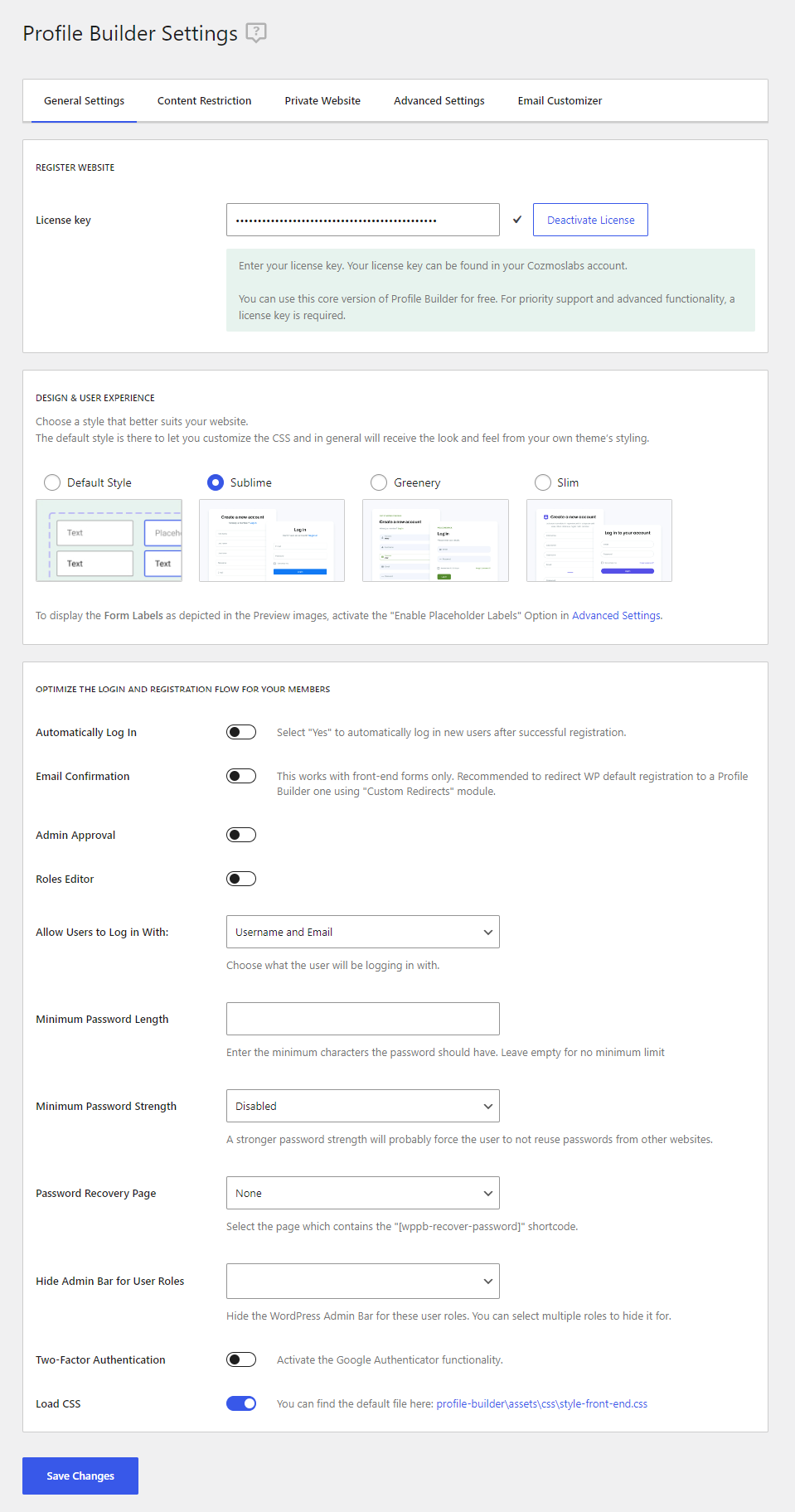 Profile Builder Settings