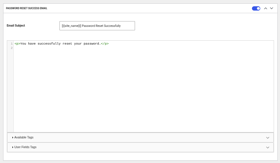 profile builder password reset success email template