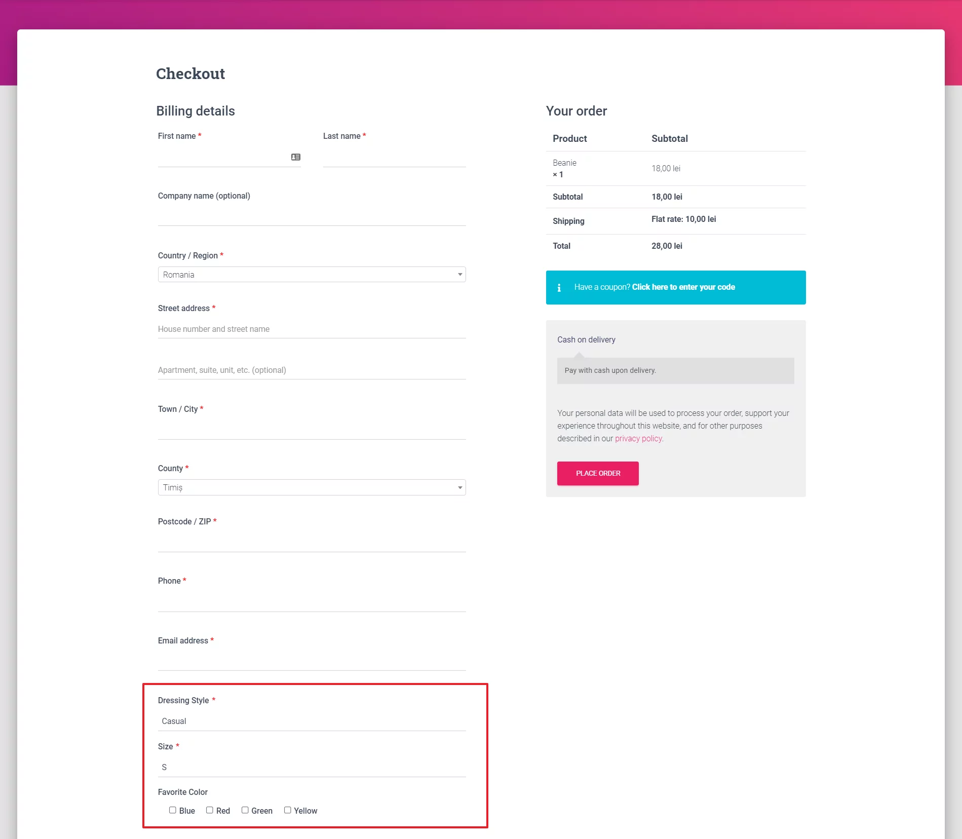 Custom Fields added with Profile Builder to the WooCommerce Checkout page