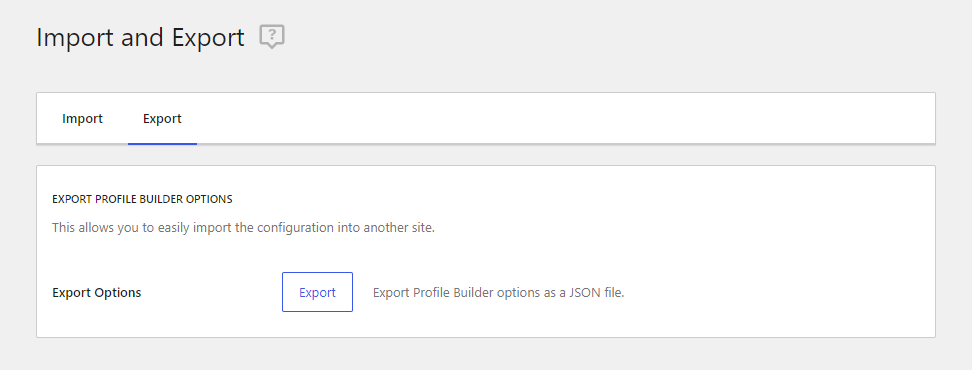 Profile-Builder-Import-Export-Export-Tab
