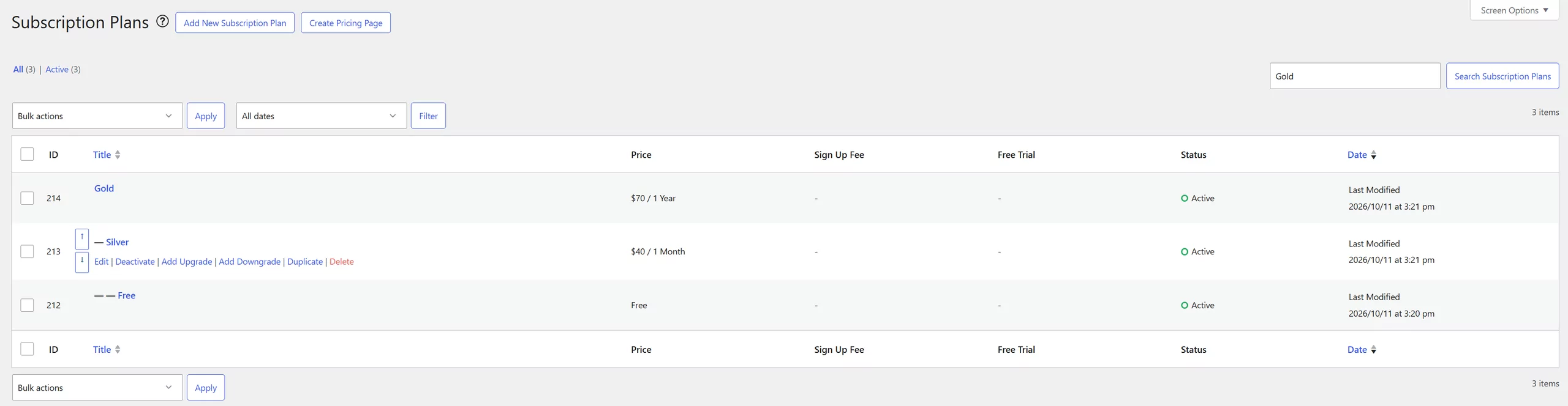Paid Member Subscriptions Reposition Subscription Plan