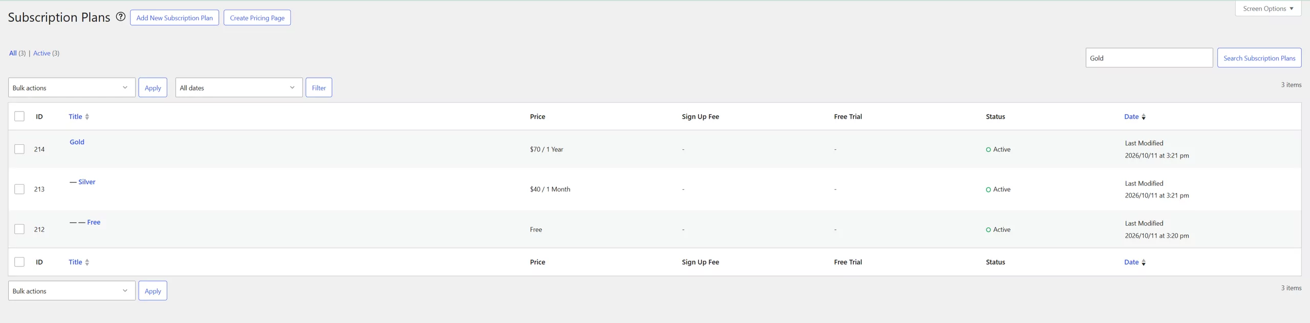 Paid Member Subscriptions Search for Subscription Plan