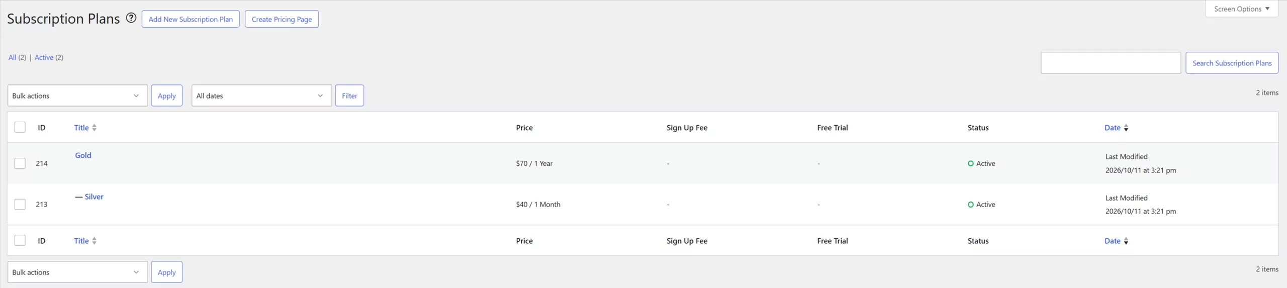 Creating an upgrade subscription plan