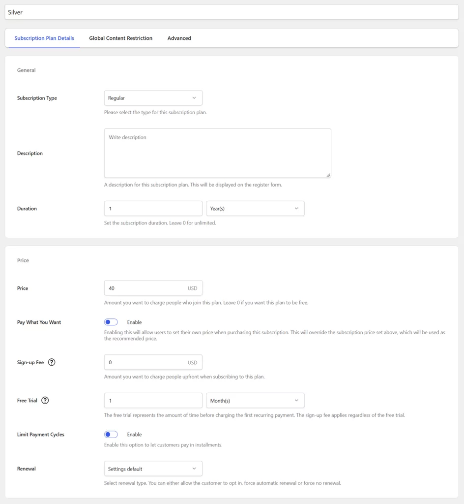 Paid Member Subscriptions - Subscription Plans _ Free Trial