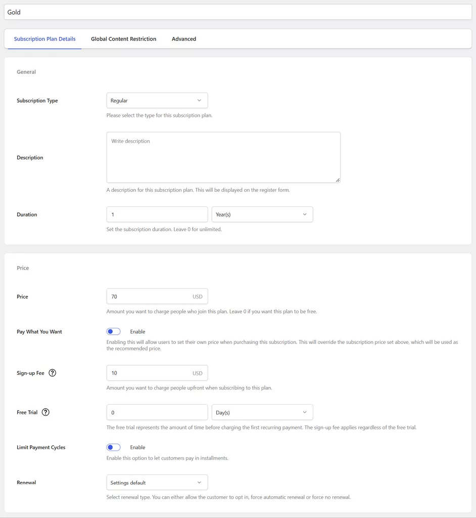 Signup fee added on the subscription plan
