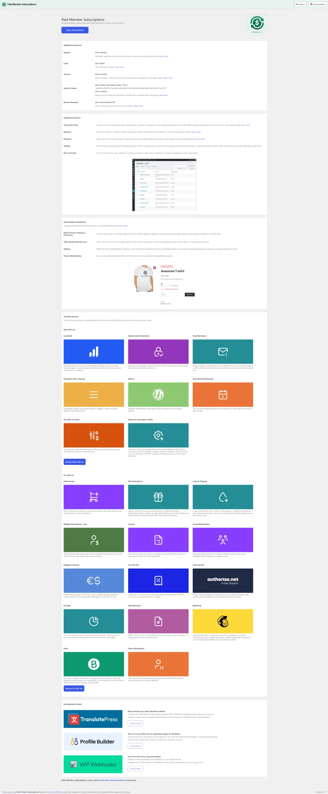 paid member subscriptions information page