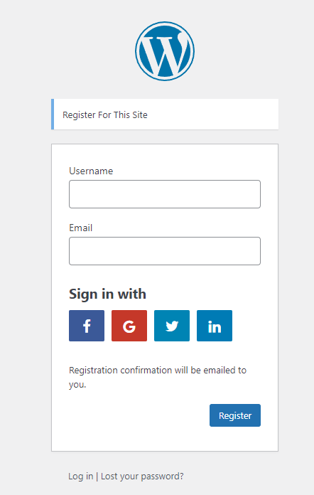 Profile Builder Pro - Social Connect - General Settings - Default Register Form