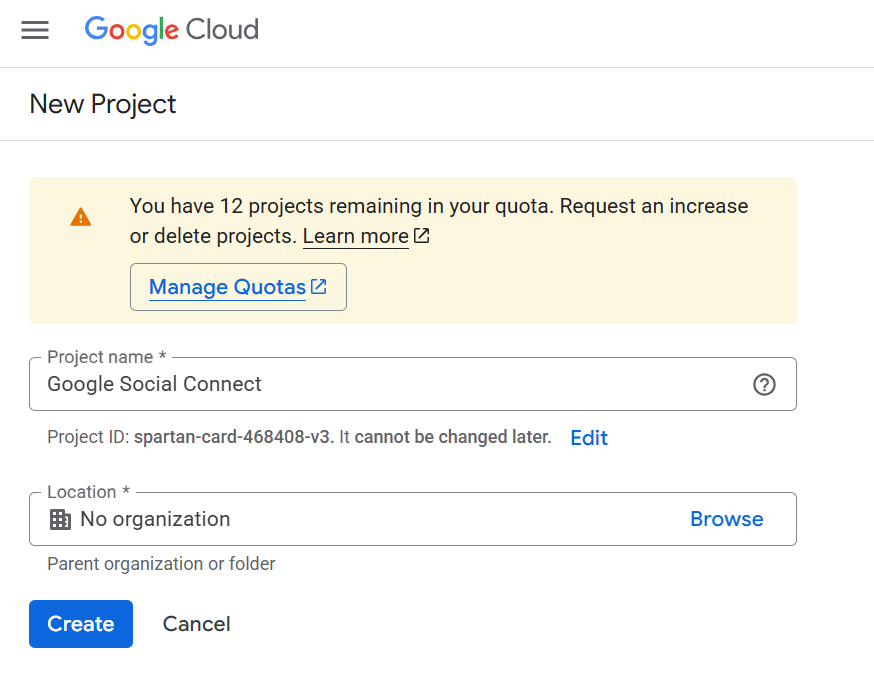Profile Builder Pro - Social Connect - Google Cloud Console - Setup project