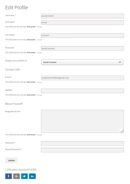 Profile Builder Pro - Social Connect - Using Social Connect - Google+ Edit Profile Form
