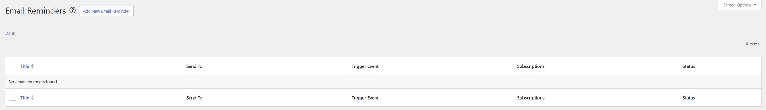 Adding a new Email Reminder