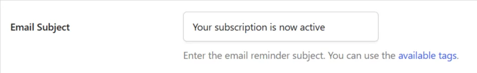 Email subject for the reminder