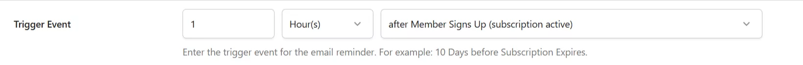 Selection the trigger event for the reminder