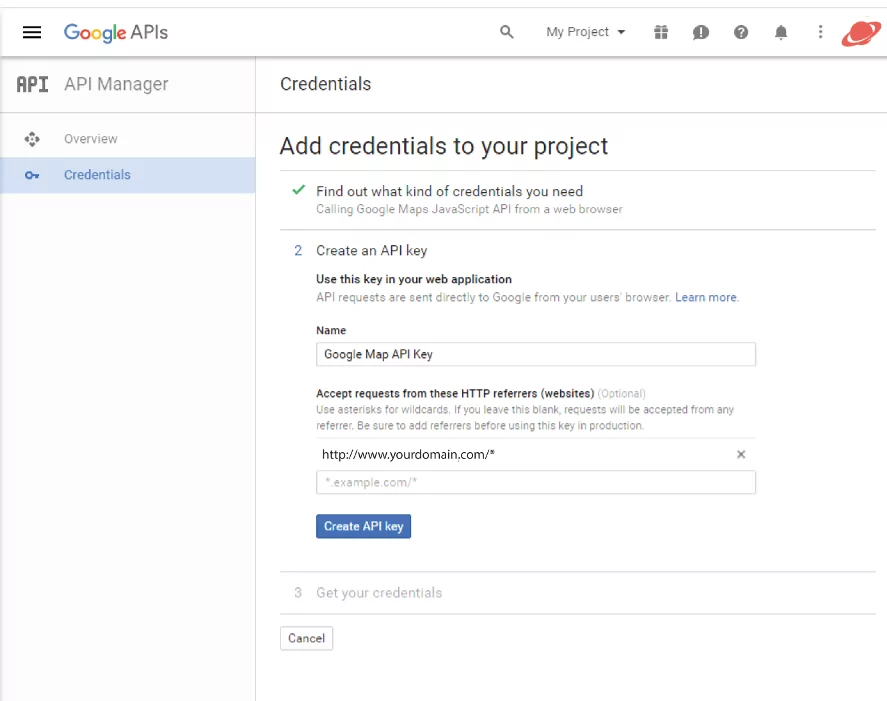 Profile Builder - Map Field - Google Map Create an API Key