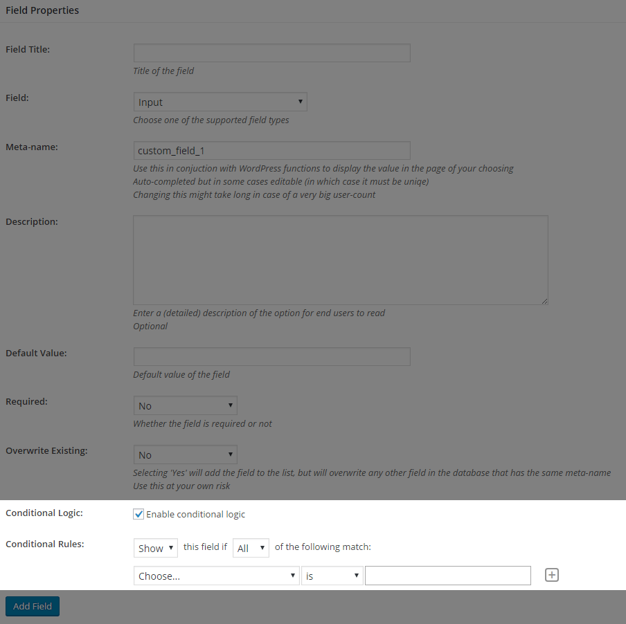 Conditional Logic Options