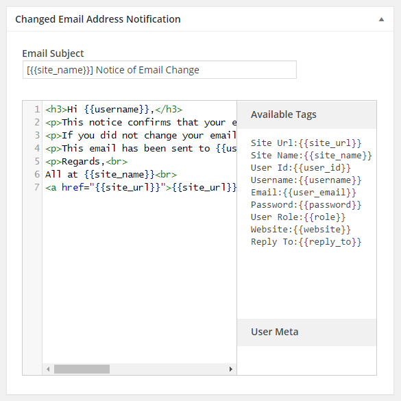 User Email Customizer - Changed Email Address