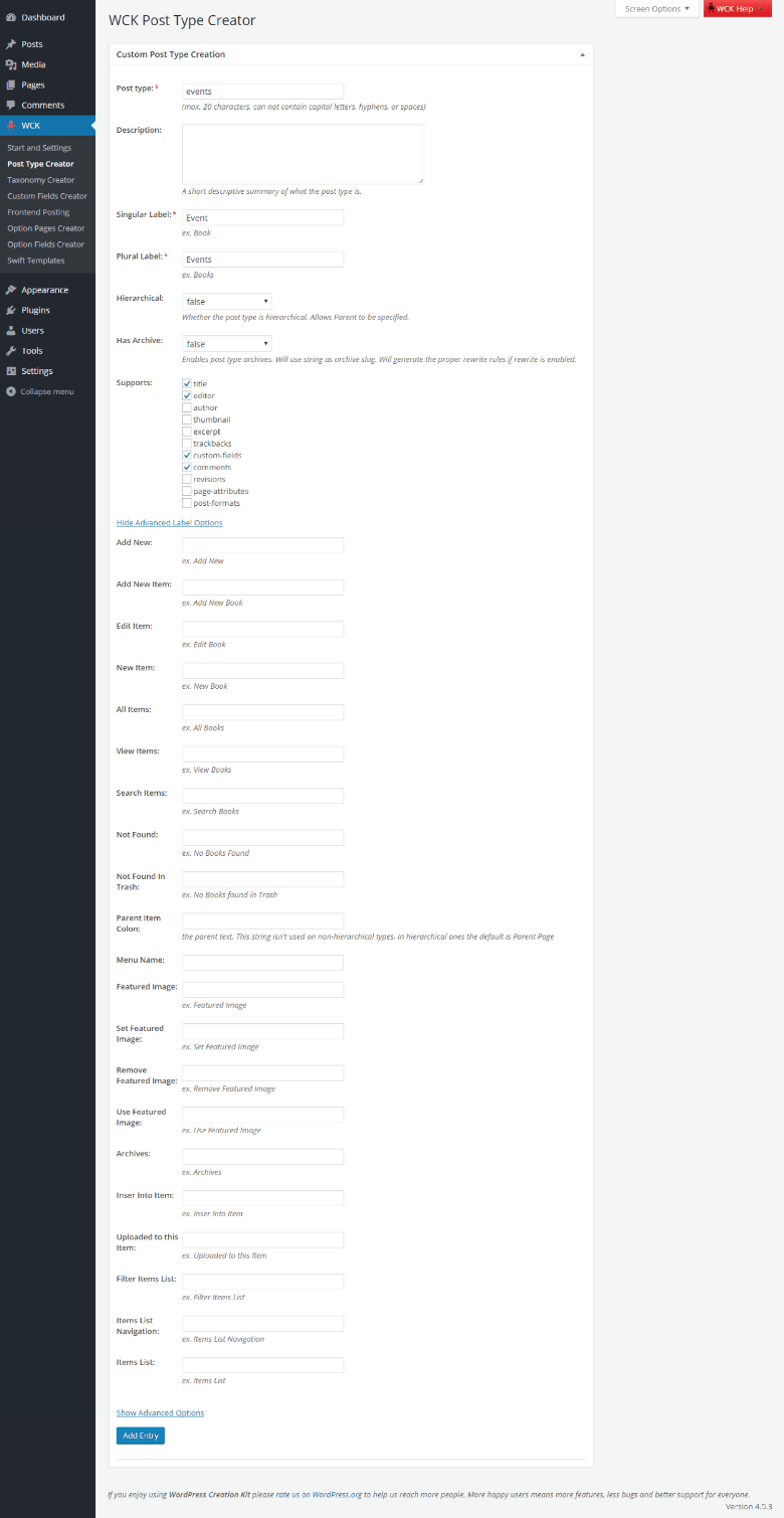 - Cozmoslabs Post Type Creator Custom