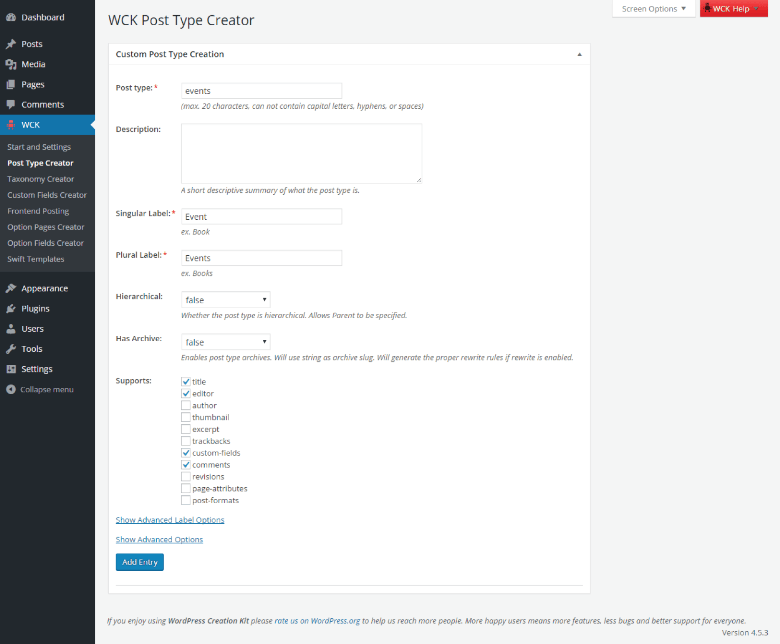 Post - Custom Creator Type Cozmoslabs
