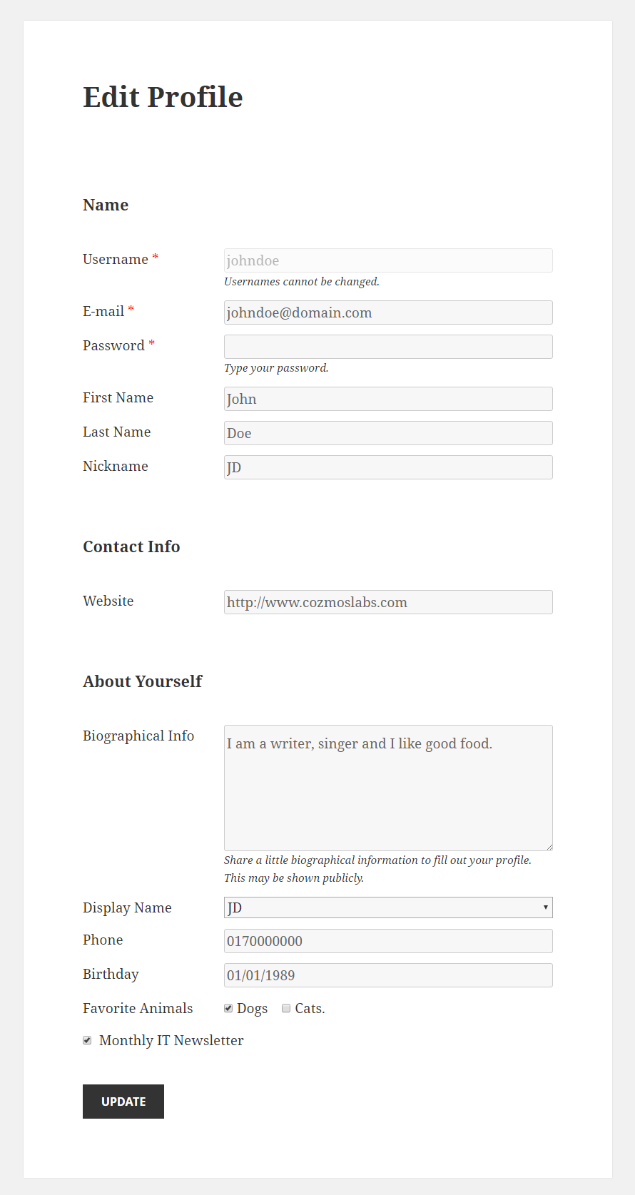 Profile Builder - Campaign Monitor - Subscribe Field in the Edit Profile Form