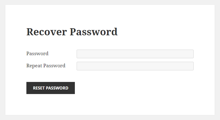 Profile Builder Pro - Shortcodes - Reset Password Form Front End