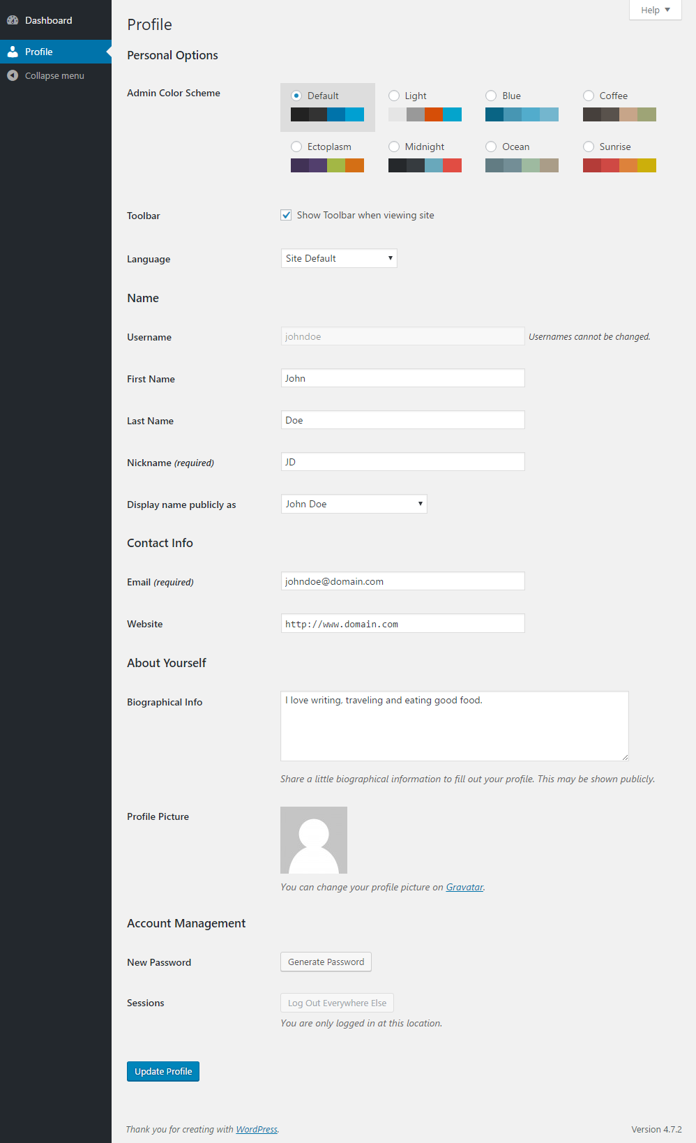 Profile Builder Pro - Field Visibility - Admin Only - User WordPress Edit Profile Form
