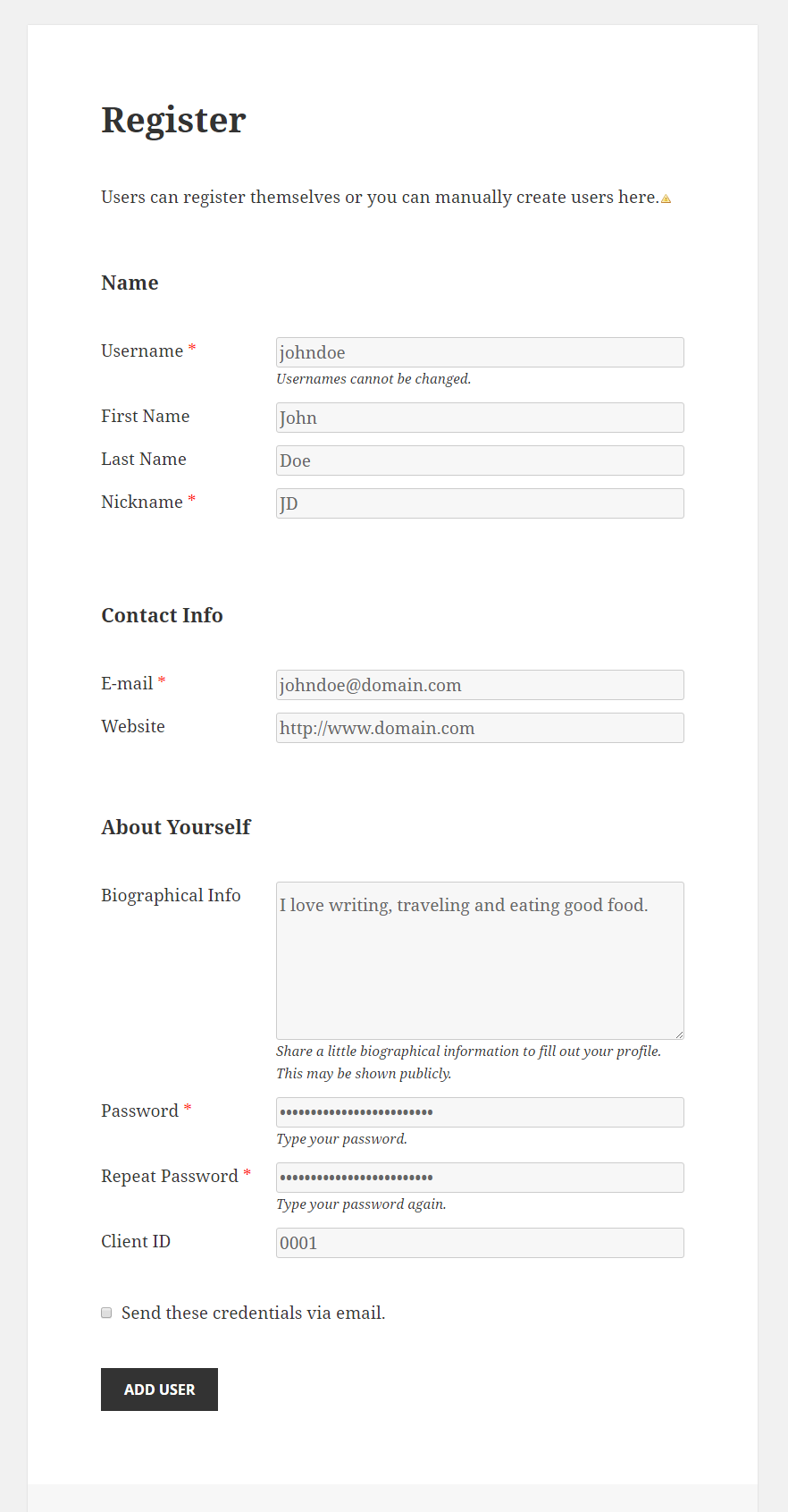 Profile Builder Pro - Field Visibility - User Locked - Admin Registration Form