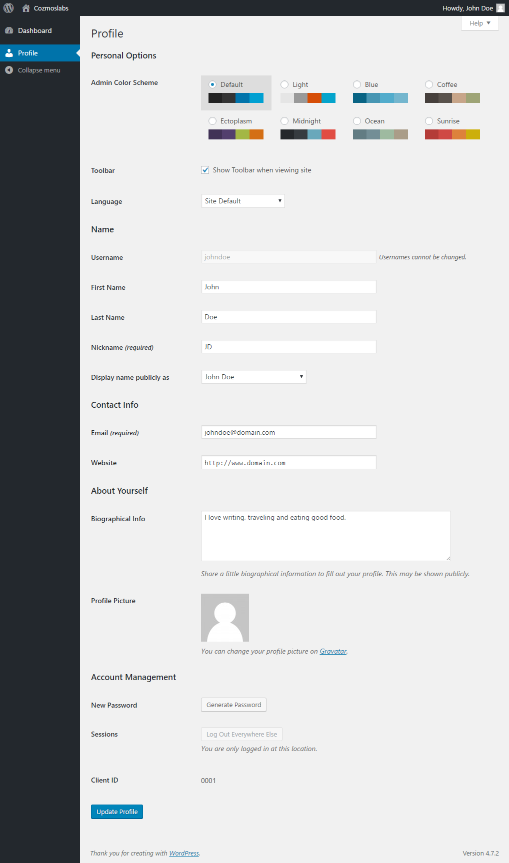Profile Builder Pro - Field Visibility - User Locked - User WordPress Edit Profile Form