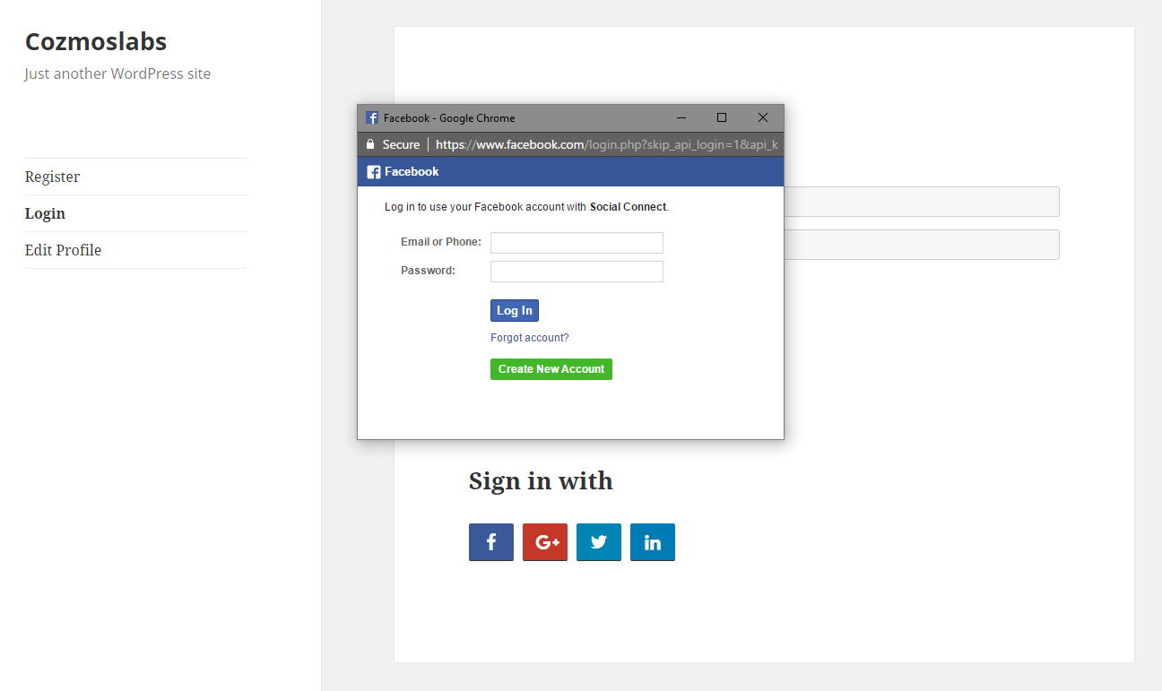 Users that are already logged in inside their Facebook account will see a p...