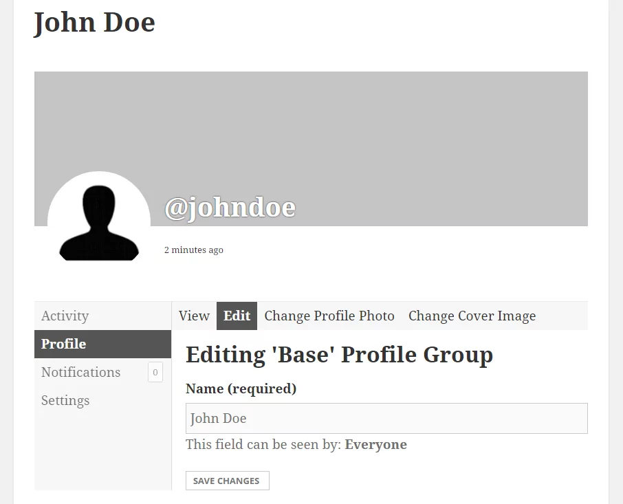 Profile Builder Pro - BuddyPress - Default BuddyPress Edit Profile Form