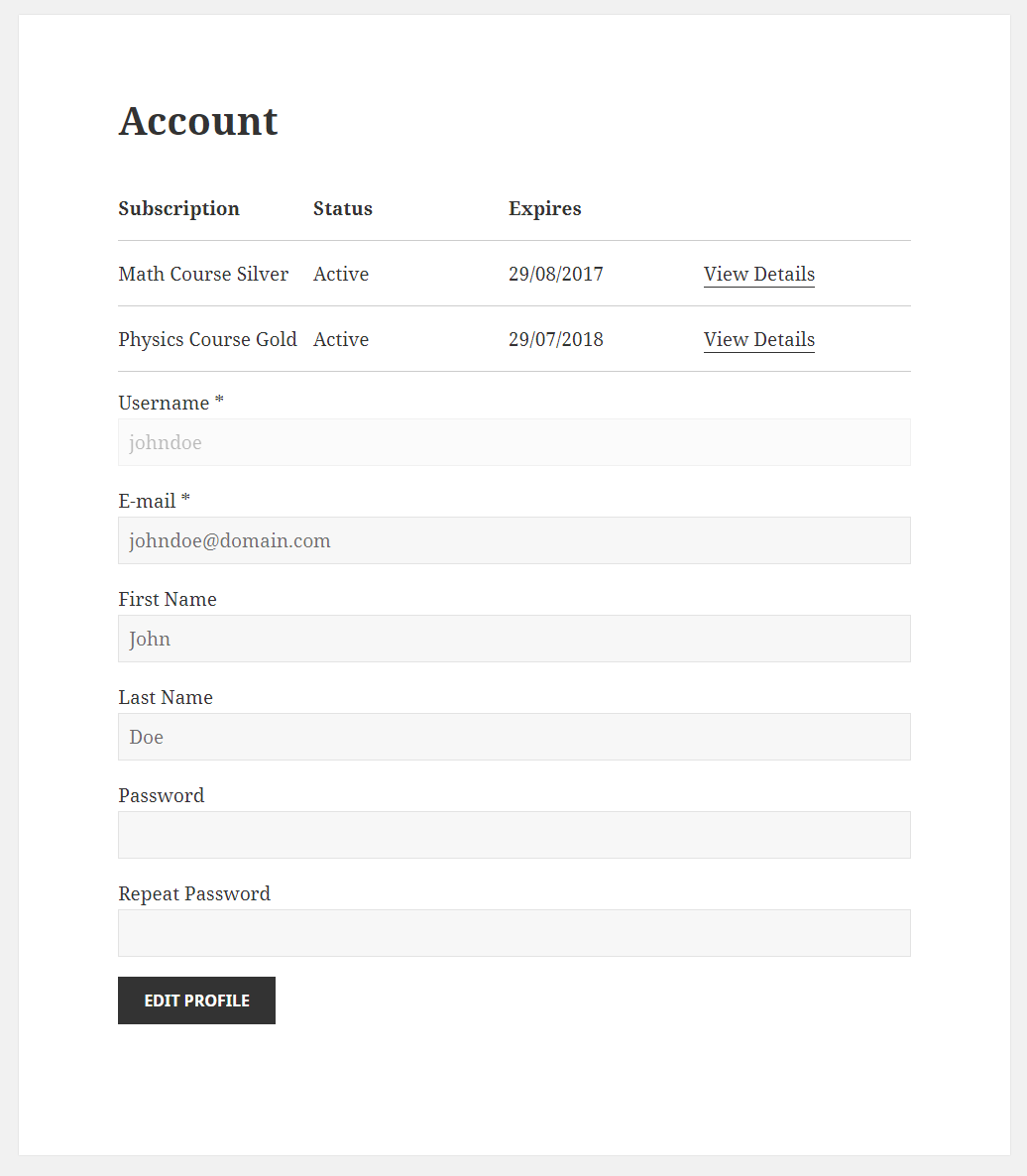 Paid Member Subscriptions Pro - Multiple Subscriptions Per User - User Account with multiple Subscription Plans
