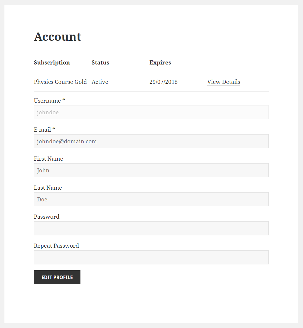 Paid Member Subscriptions Pro - Multiple Subscriptions Per User - User Account
