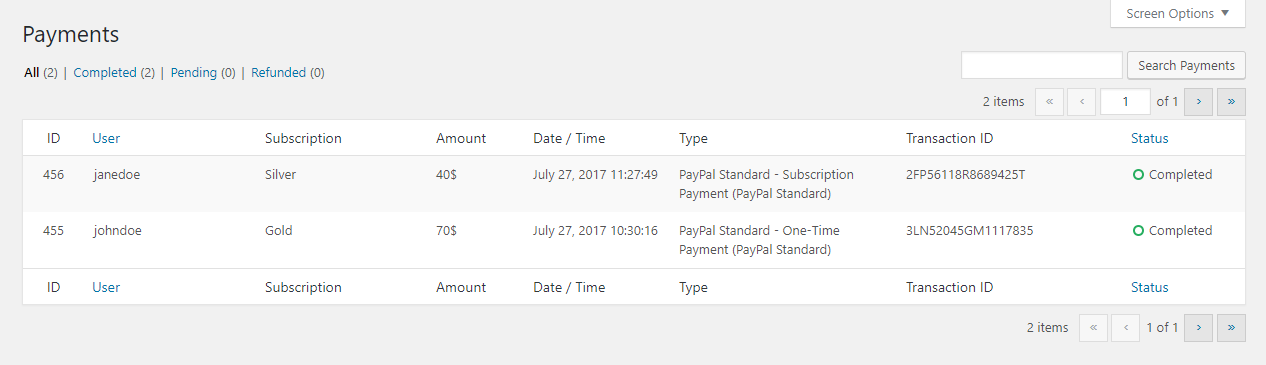 Paid Member Subscriptions Pro - Recurring Payments for PayPal Standard - Recurring Completed Payment