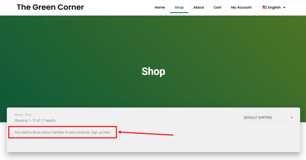 WooCommerce restrict content on shop page