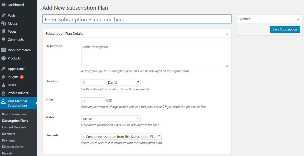 Add a new subscription plan