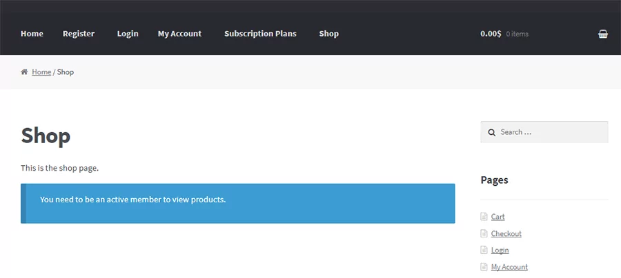WooCommerce restrict content on shop page