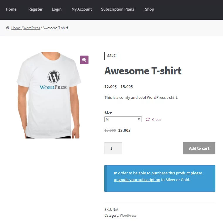 WooCommerce restrict content message