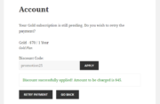 Paid Member Subscriptions Pro - Discount Codes - Using Discount Code when Retrying Payment