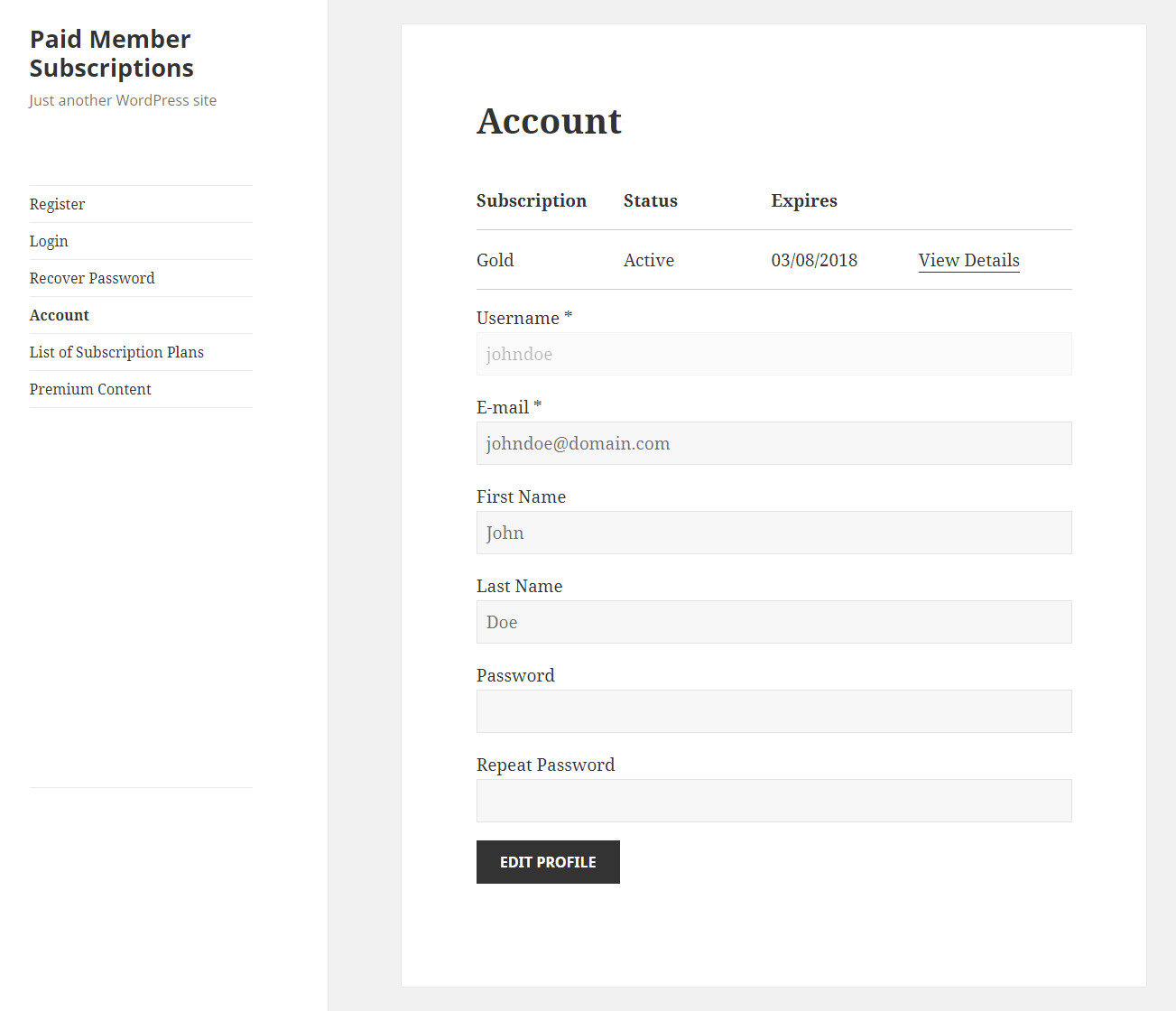 Paid Member Subscriptions Pro - Navigation Menu Filtering - Logged In Member
