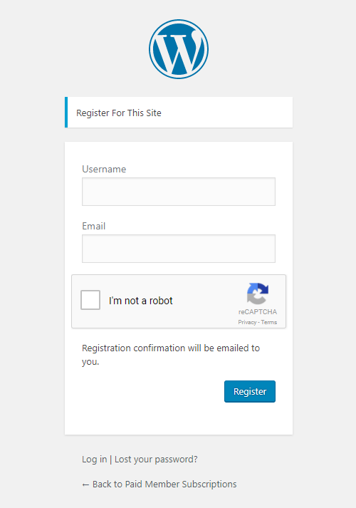 Paid Member Subscriptions - reCaptcha - Default Registration Form